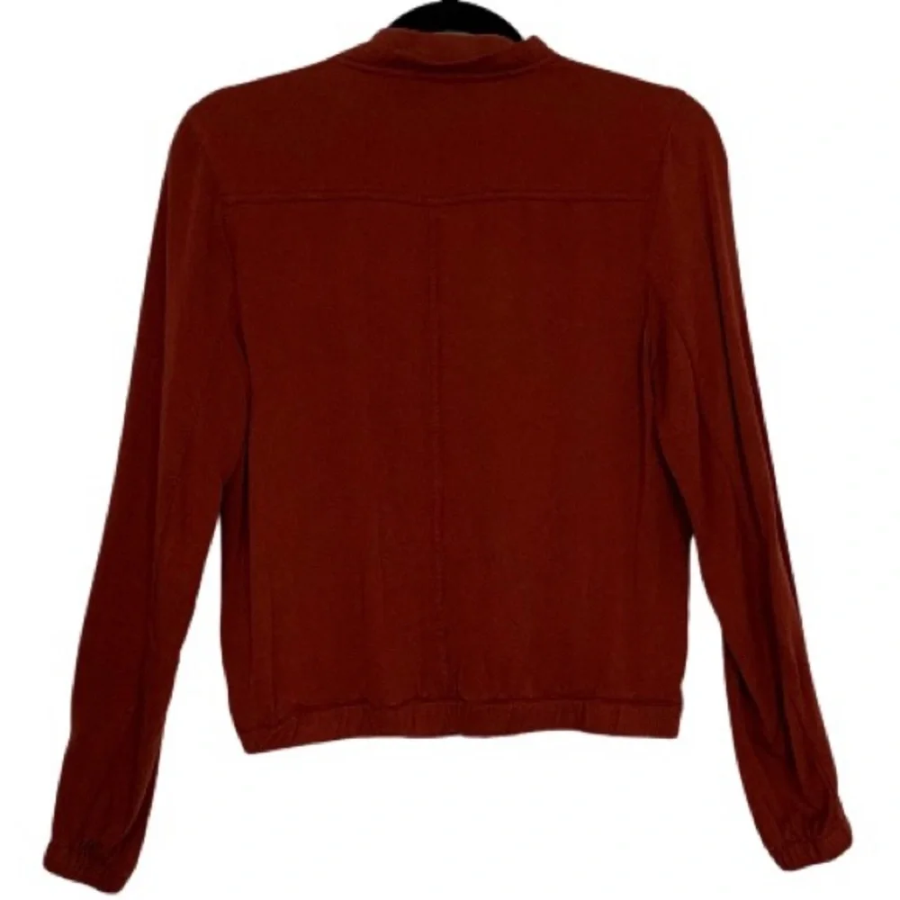 MAURICES Women’s Full Zip Bomber Jacket Rust Orange Thin Lightweight Elastic‎ XS